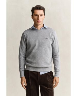 GANT Shield Crew Neck Sweatshirt Melange - Grey
