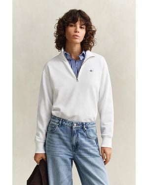 GANT Shield Half Zip Sweatshirt - White
