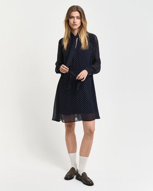 GANT Dot Print Bow Dress - Blue