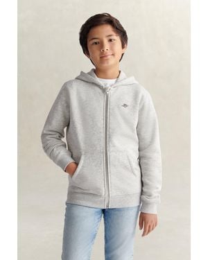 GANT Teens Shield Zip Hoodie Melange - Grey