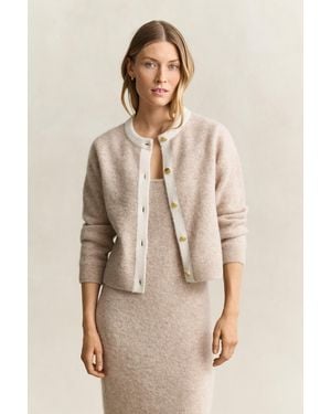 GANT Alpaca Wool Blend Cardigan Light Melange - Natural