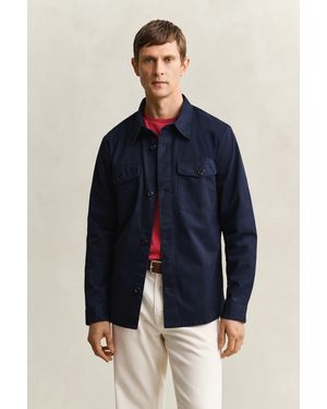 GANT Cotton Twill Overshirt Evening - Blue