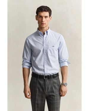 GANT Striped Classic Poplin Shirt - Blue