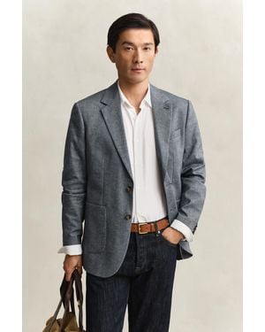 GANT Herringbone Suit Jacket Marine - Blue