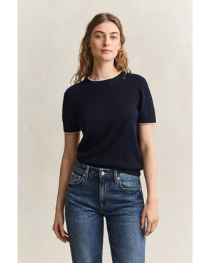 GANT Short Sleeve Jumper Evening - Blue