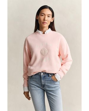 GANT Graphic Crew Neck Sweatshirt - Blue