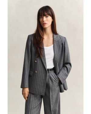 GANT Pinstripe Club Blazer Charcoal Melange - Grey