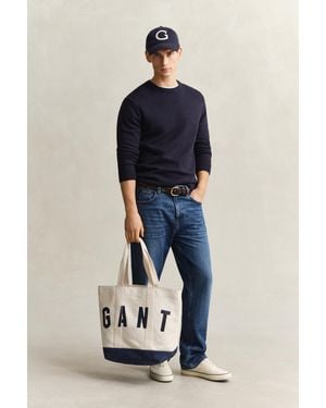 GANT Contrast Tote Bag Cream - Blue
