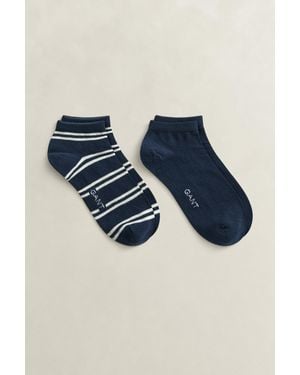 GANT 2-Pack Striped Ankle Socks Evening - Blue