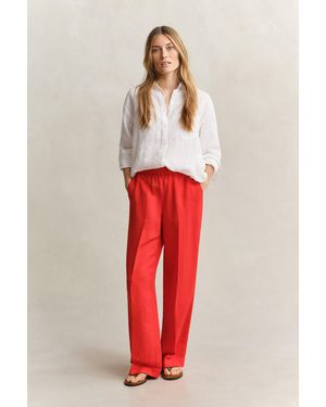 GANT Linen Blend Trousers - Red