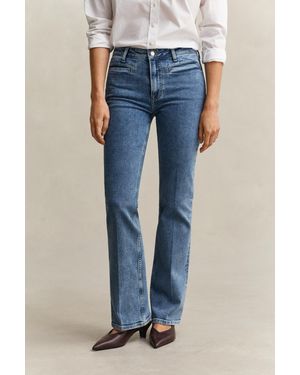 GANT Monogram Flared Jeans Semi Worn In - Blue