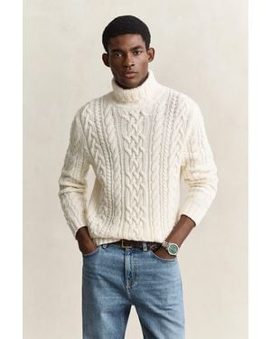 GANT Wool Blend Turtleneck Jumper Cream - Natural