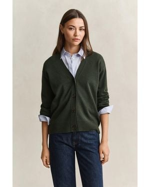 GANT Superfine Lambswool Cardigan - Green