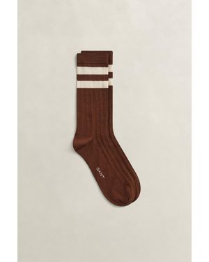 GANT Striped Sport Socks Mahogany - Natural