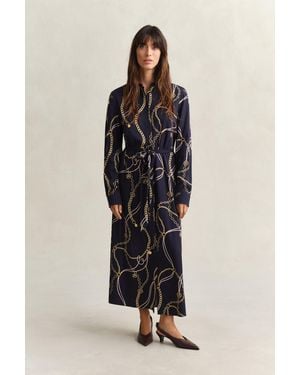 GANT Printed Shirt Dress Evening - Blue