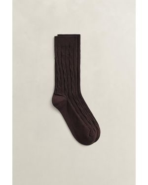 GANT Cable Knit Socks Deep - Brown