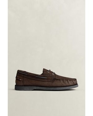 GANT Yardport Suede Boat Shoes Dark - Brown