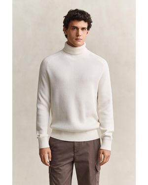 GANT Cotton Merino Turtleneck Cream - Natural