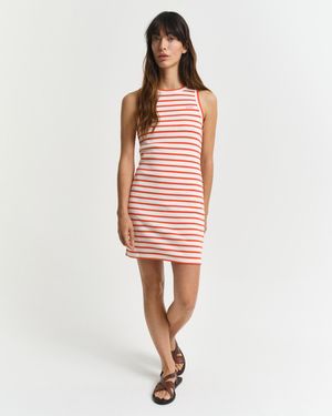 GANT Striped Tank Jersey Dress - Pink