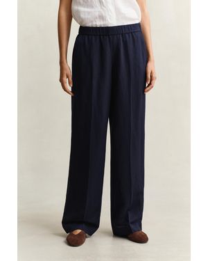 GANT Linen Blend Trousers Evening - Blue