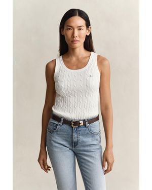 GANT Cable Knit Tank Top Eggshell - Blue