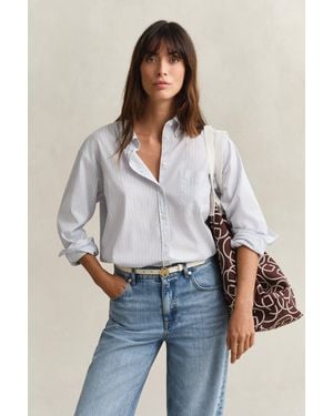 GANT Striped Luxury Oxford Shirt - Grey