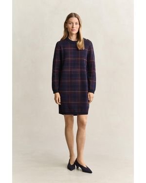 GANT Knitted Check Dress Evening - Blue