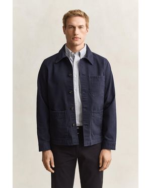 GANT Brushed Twill Overshirt Evening - Blue