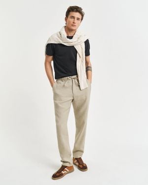 GANT Relaxed Fit Linen Drawstring Trousers - White
