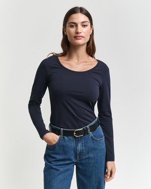 GANT Scoop Neck Long Sleeve Top () - Blue