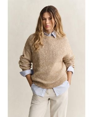 GANT Mouliné Wool Blend Jumper - Natural