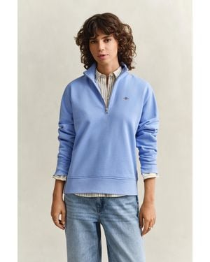 GANT Shield Half Zip Sweatshirt - Blue