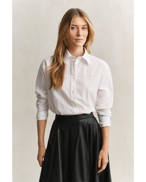 GANT Striped Embroidered Shirt Eggshell - Natural