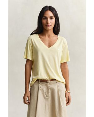 GANT Washed Shield V-Neck T-Shirt - Natural