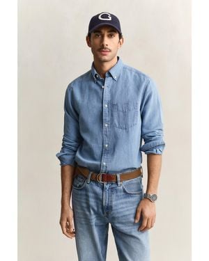 GANT Cotton Linen Shirt Semi - Blue