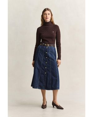 GANT Flared Denim Skirt Dark Worn In - Blue
