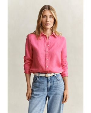 GANT Regular Fit Linen Shirt - Pink