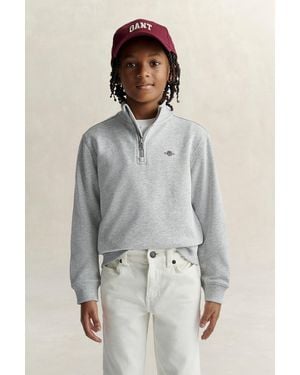GANT Teens Teen Boys Half Zip Sweatshirt Melange - Grey