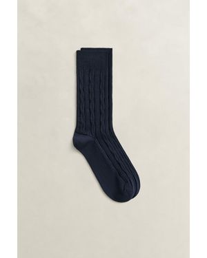 GANT Cable Knit Socks Evening - Blue