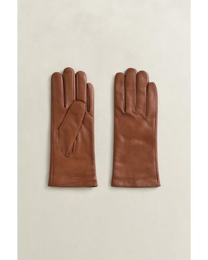 GANT Cashmere Lined Leather Gloves - Brown