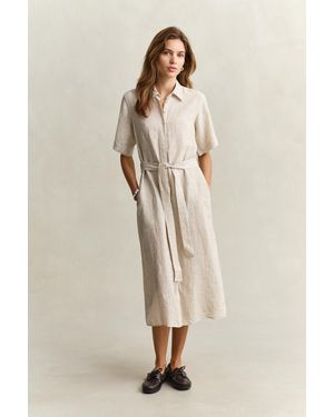GANT Striped Linen Shirt Dress - Natural