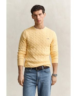 GANT Cotton Cable Knit Crew Neck Jumper - Blue