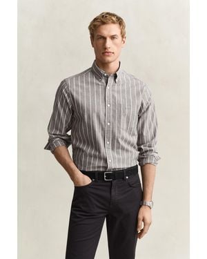 GANT Striped Mélange Poplin Shirt Melange - Grey