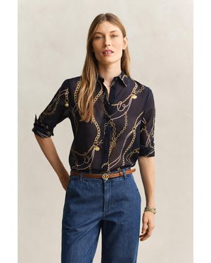 GANT Cotton Silk Shirt Evening - Blue