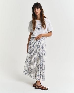 GANT Sailing Print Pleated Skirt - White