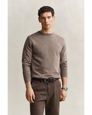 GANT Classic Cotton Crew Neck Jumper - Natural