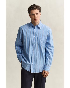 GANT Relaxed Fit Dobby Striped Shirt - Blue