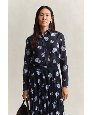 GANT Floral Print Cotton Silk Shirt Evening - Blue