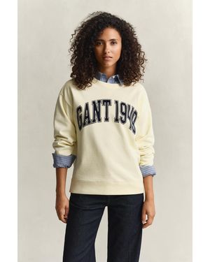 GANT Graphic Crew Neck Sweatshirt - Natural