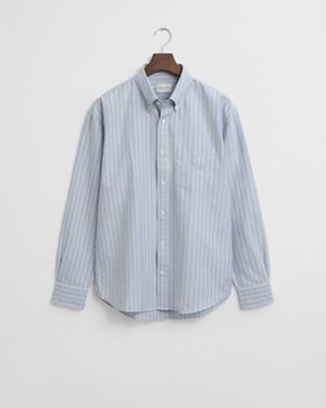 GANT Relaxed Fit Striped Heritage Oxford Shirt - Blue
